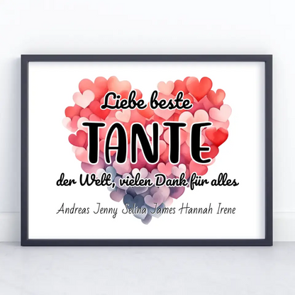 Poster Beste Tante der Welt Danke für alles Personalisiert