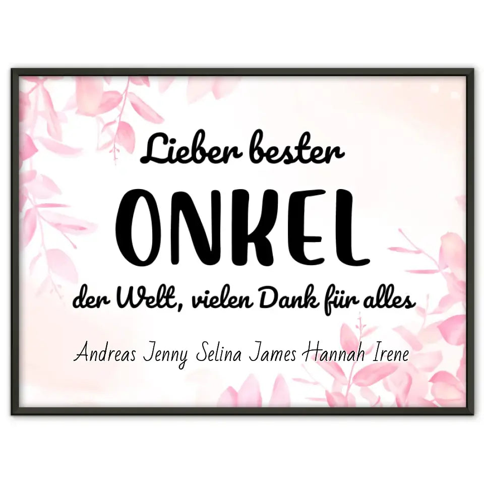 Onkel Poster Bester Onkel der Welt Danke für alles Personalisiert
