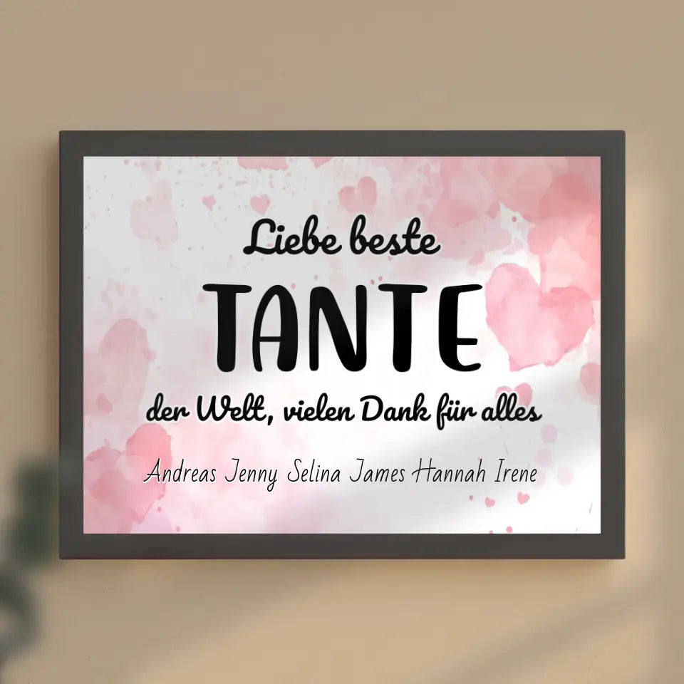 Personalisiertes Poster Beste Tante der Welt Danke für alles