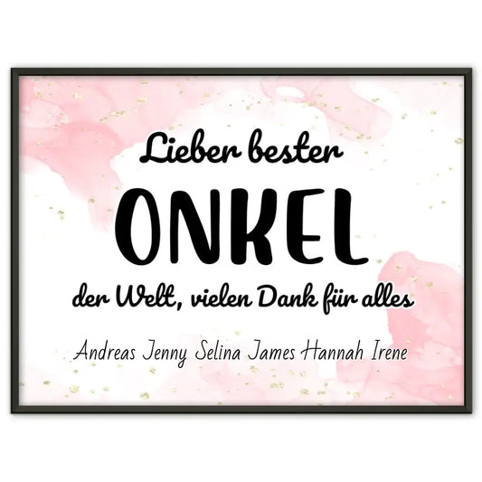 Personalisiertes Onkel Poster Bester Onkel der Welt Danke für alles