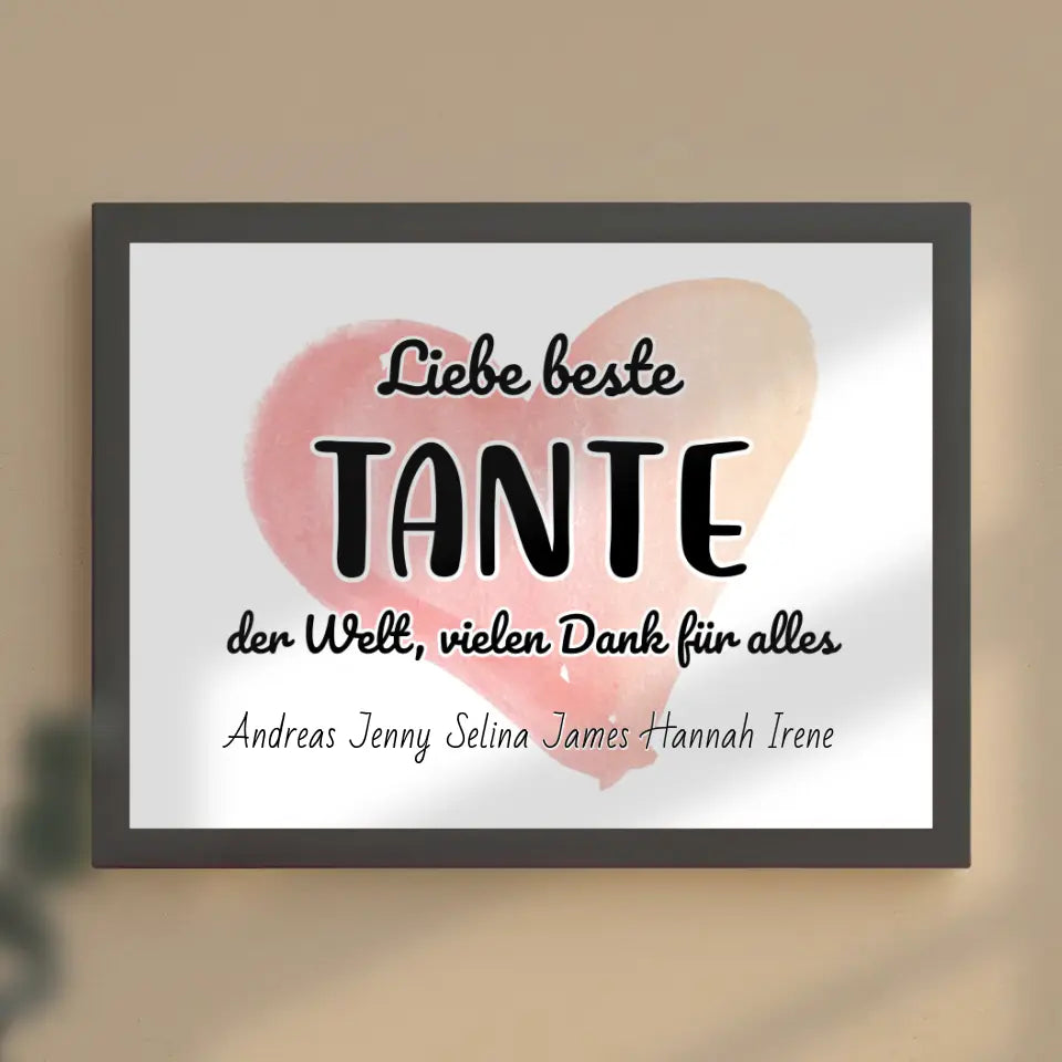 Poster für Beste Tante der Welt Danke für alles Personalisiert