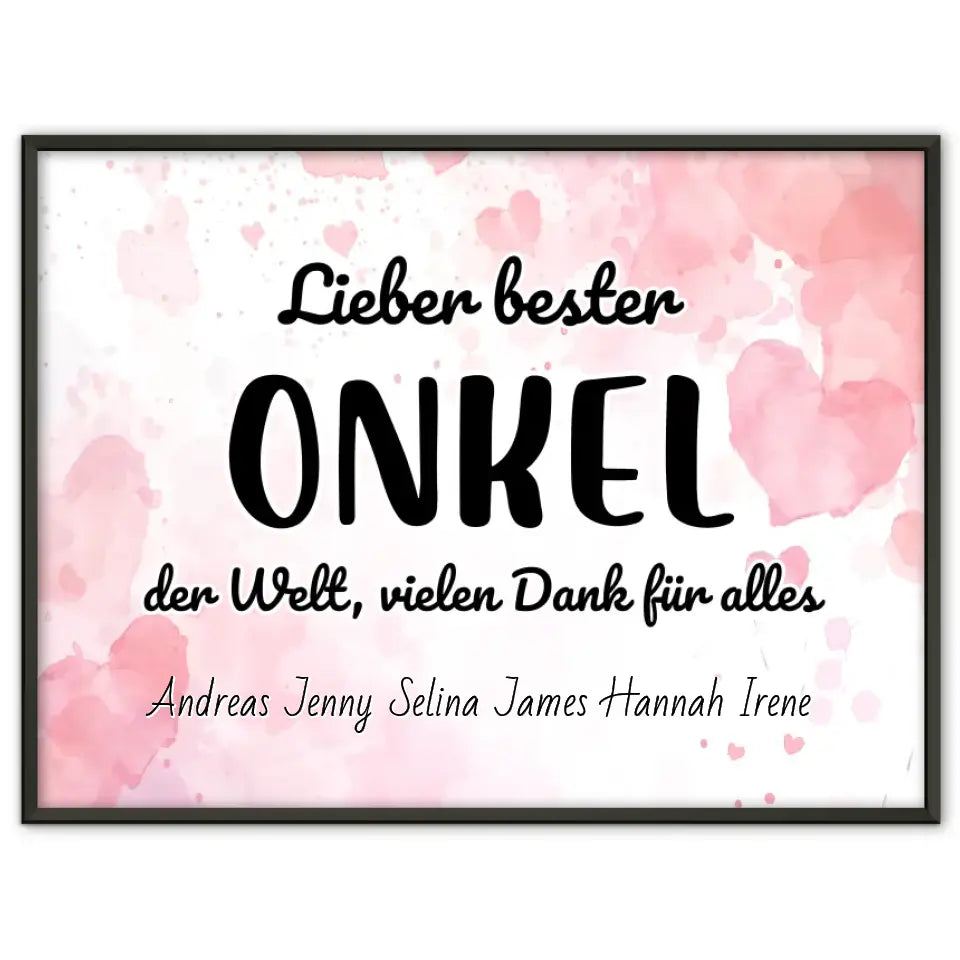 Personalisiertes Poster Bester Onkel der Welt Danke für alles