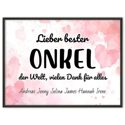 Personalisiertes Poster Bester Onkel der Welt Danke für alles