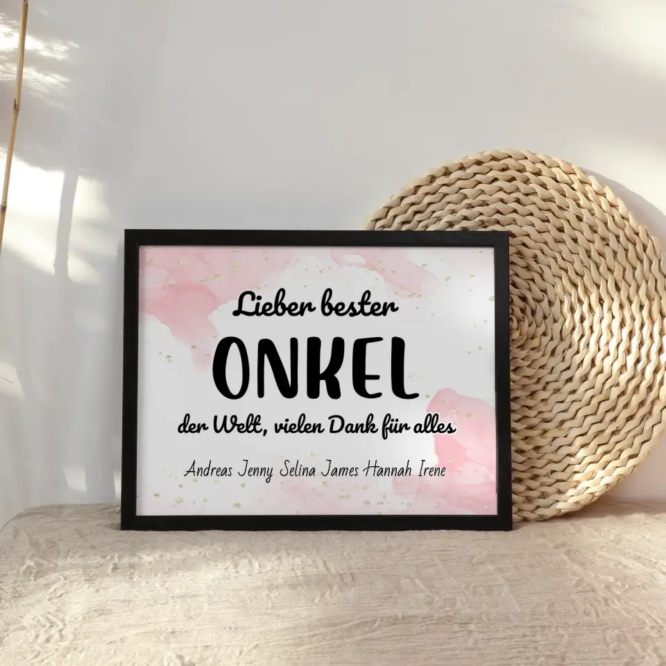 Personalisiertes Onkel Poster Bester Onkel der Welt Danke für alles