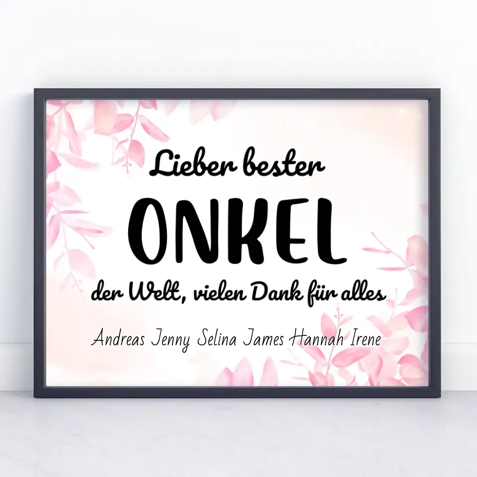 Onkel Poster Bester Onkel der Welt Danke für alles Personalisiert