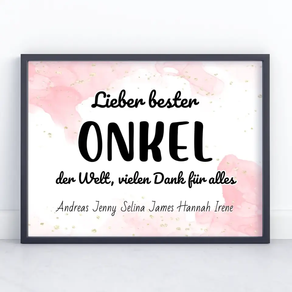 Personalisiertes Onkel Poster Bester Onkel der Welt Danke für alles