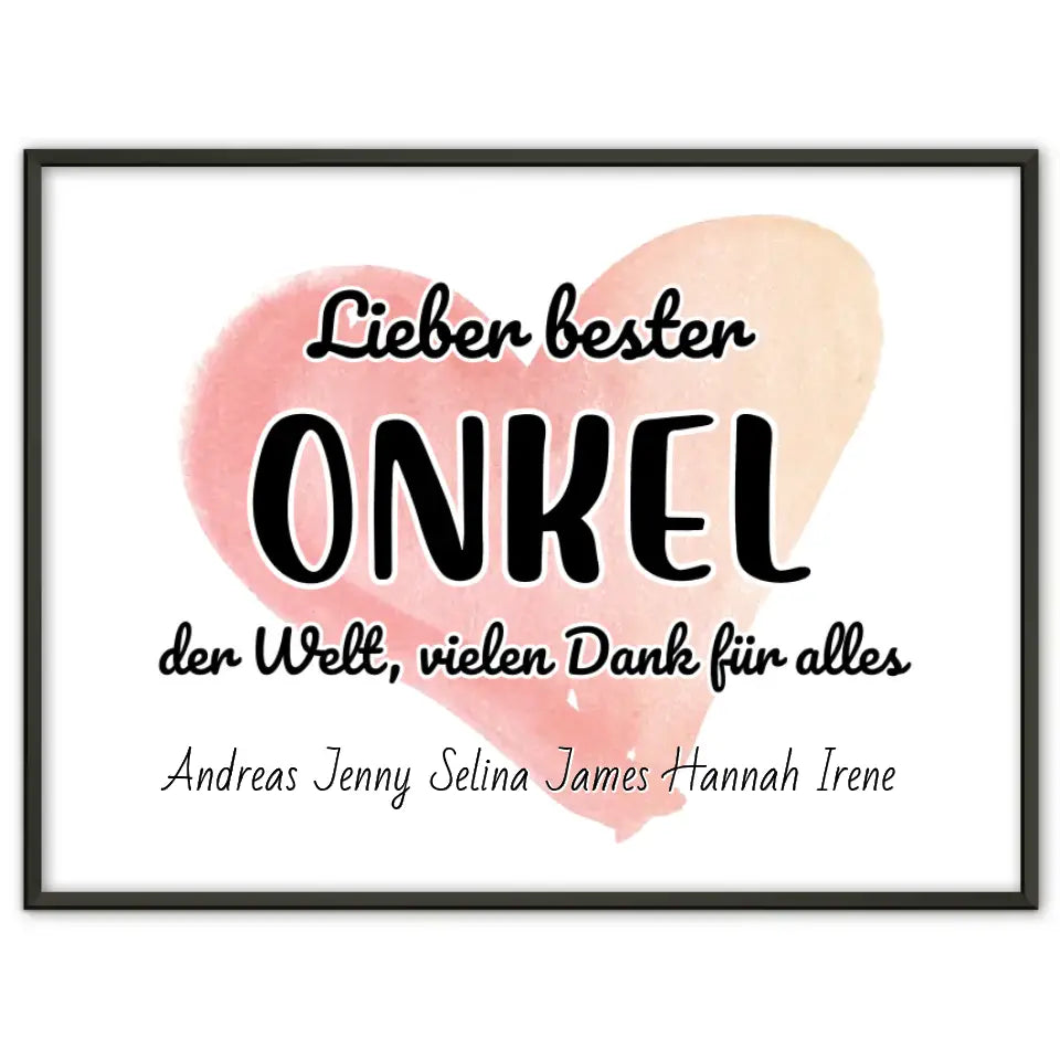 Poster für Bester Onkel der Welt Danke für alles Personalisiert