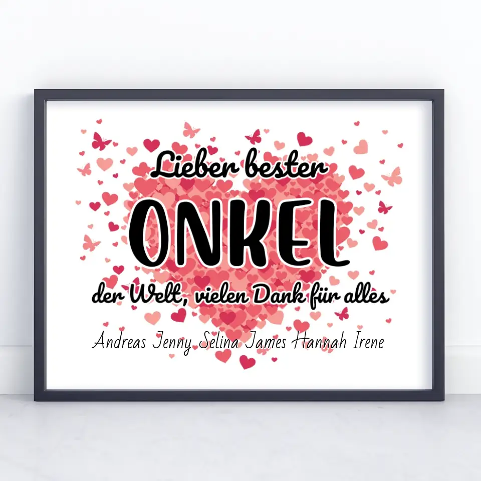 Poster personalisiert Bester Onkel der Welt Danke für alles