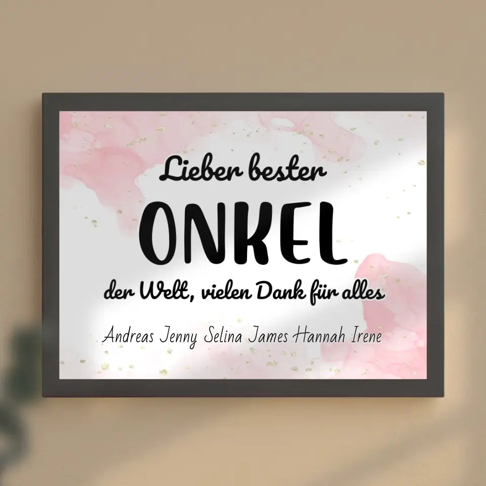 Personalisiertes Onkel Poster Bester Onkel der Welt Danke für alles
