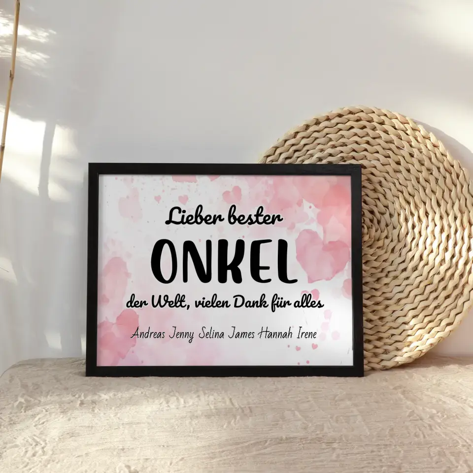 Personalisiertes Poster Bester Onkel der Welt Danke für alles