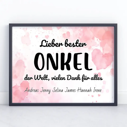 Personalisiertes Poster Bester Onkel der Welt Danke für alles