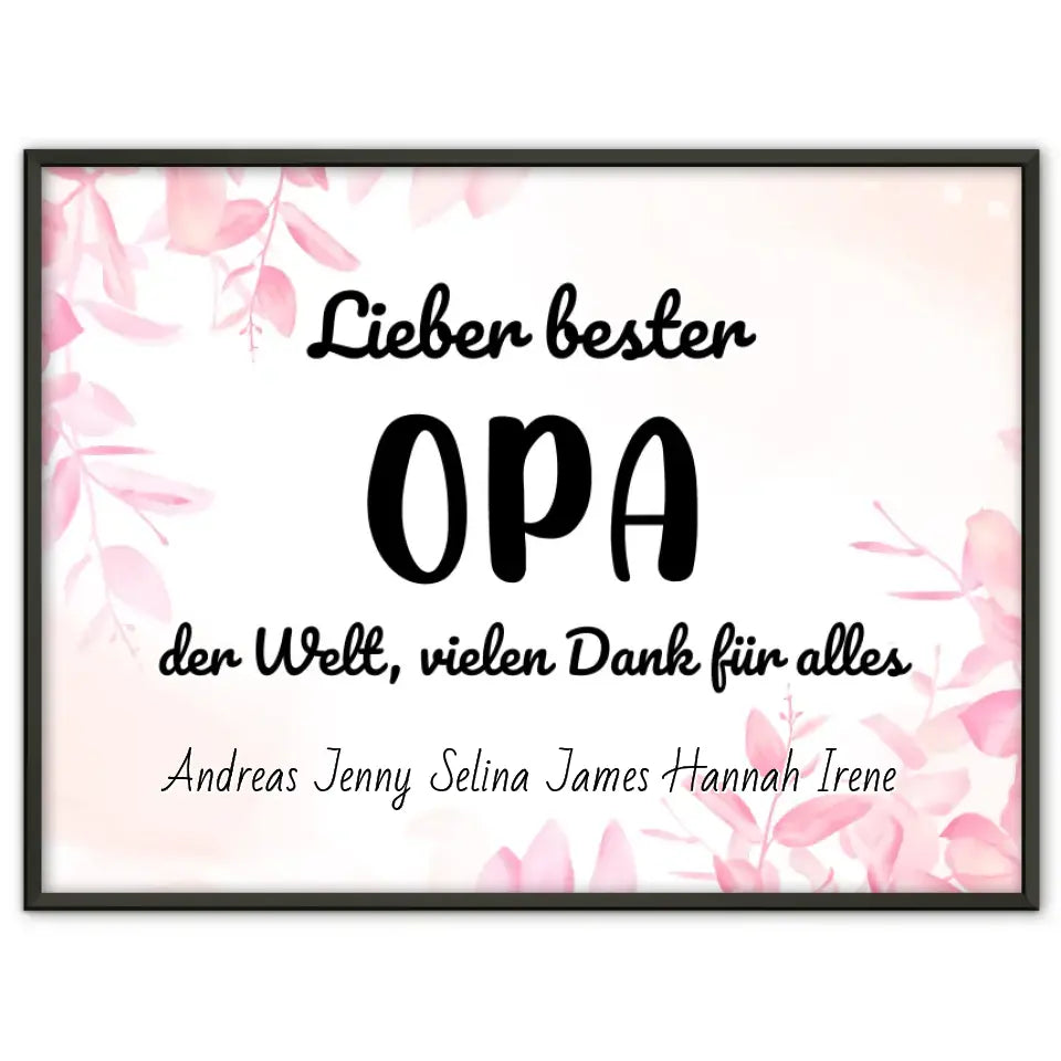 Personalisiertes Opa Poster Bester Opa der Welt Danke für alles