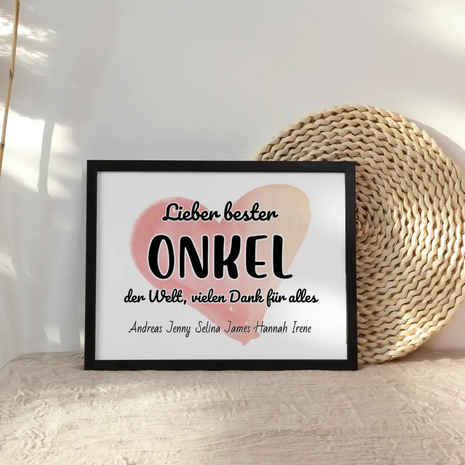Poster für Bester Onkel der Welt Danke für alles Personalisiert