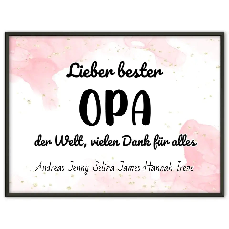 Opa Poster Personalisiert Bester Opa der Welt Danke für alles