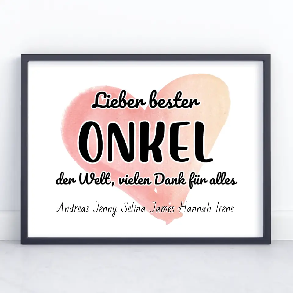 Poster für Bester Onkel der Welt Danke für alles Personalisiert