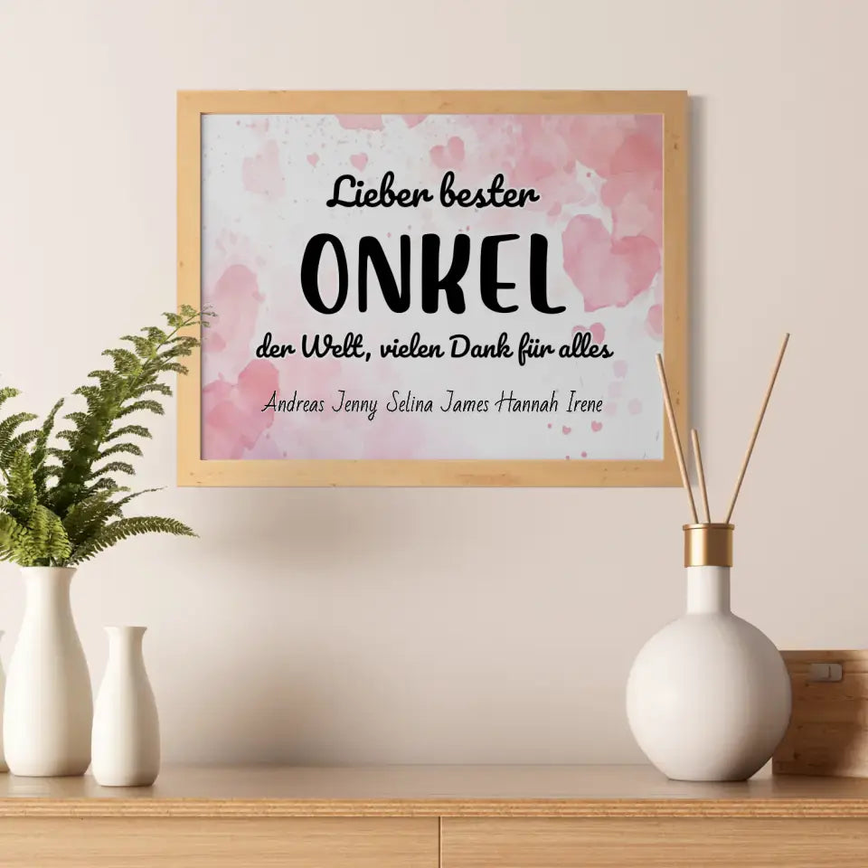Personalisiertes Poster Bester Onkel der Welt Danke für alles