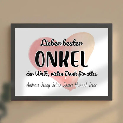 Poster für Bester Onkel der Welt Danke für alles Personalisiert