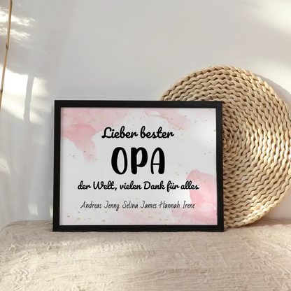 Opa Poster Personalisiert Bester Opa der Welt Danke für alles