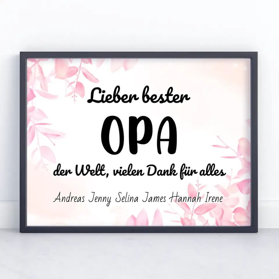 Personalisiertes Opa Poster Bester Opa der Welt Danke für alles