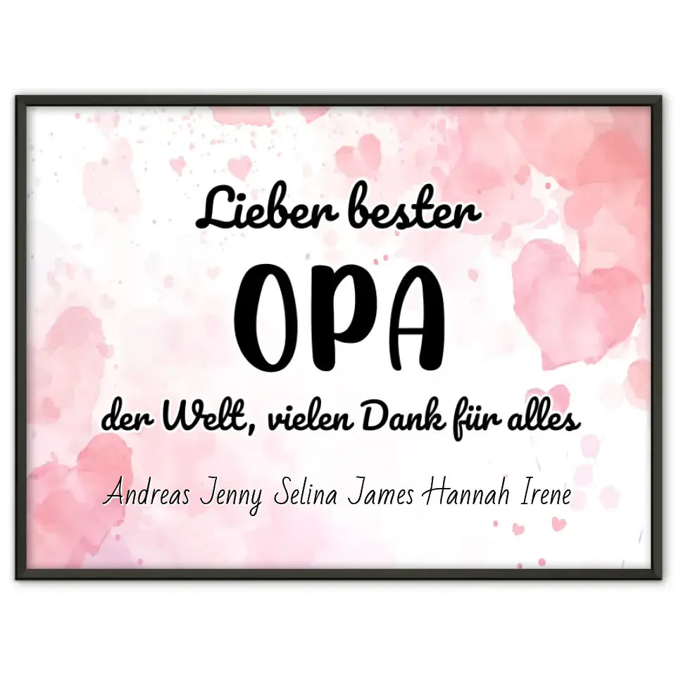 Poster für Bester Opa der Welt Danke für alles Personalisiert
