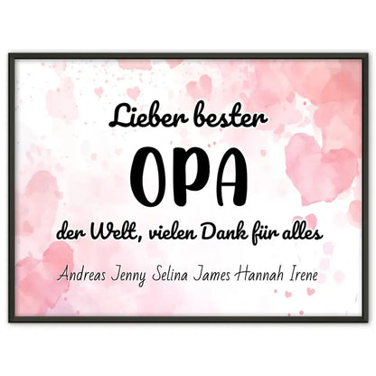 Poster für Bester Opa der Welt Danke für alles Personalisiert