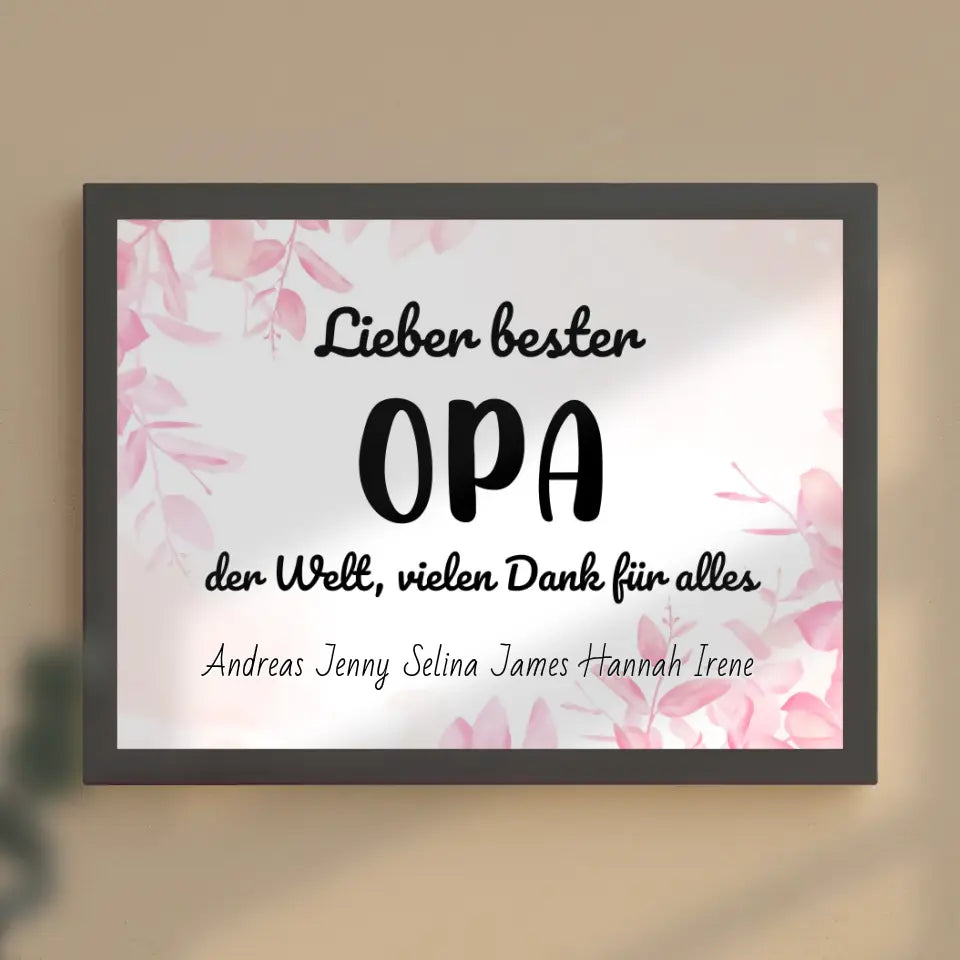 Personalisiertes Opa Poster Bester Opa der Welt Danke für alles