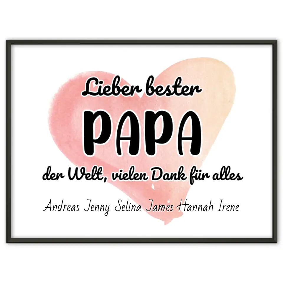 Papa Poster Bester Papa der Welt Danke für alles Personalisiert