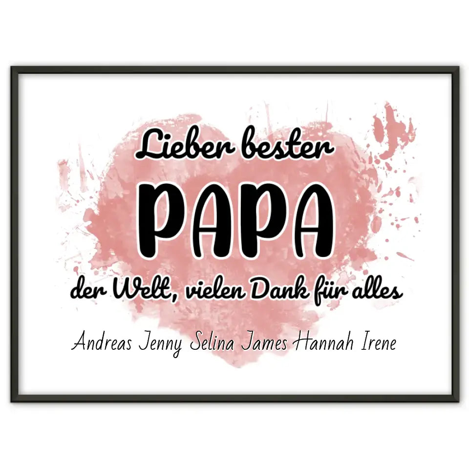 Personalisiertes Papa Poster Bester Papa der Welt Danke für alles