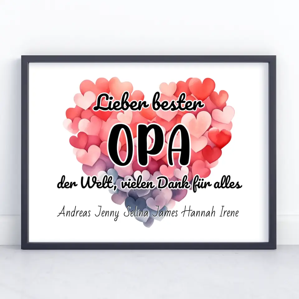 Poster mit Namen Bester Opa der Welt Danke für alles Personalisiert