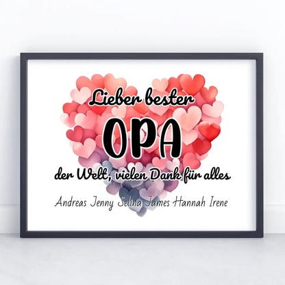 Poster mit Namen Bester Opa der Welt Danke für alles Personalisiert