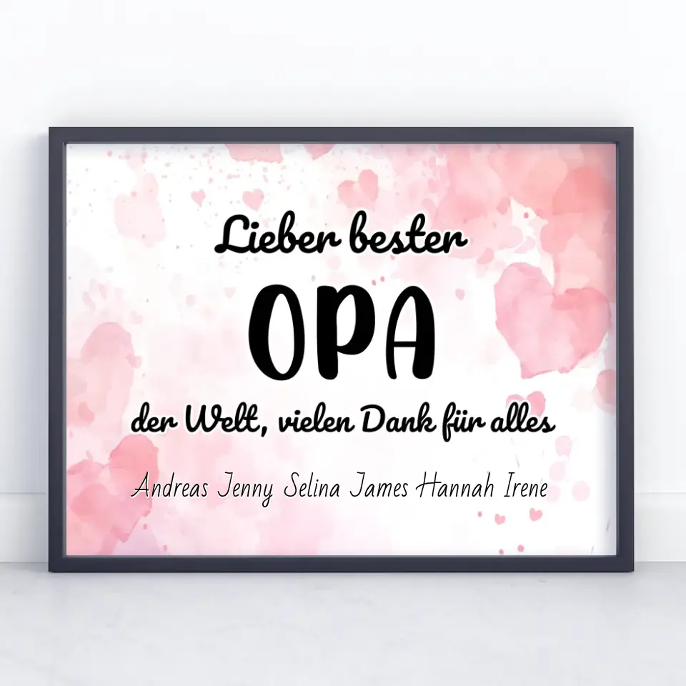 Poster für Bester Opa der Welt Danke für alles Personalisiert