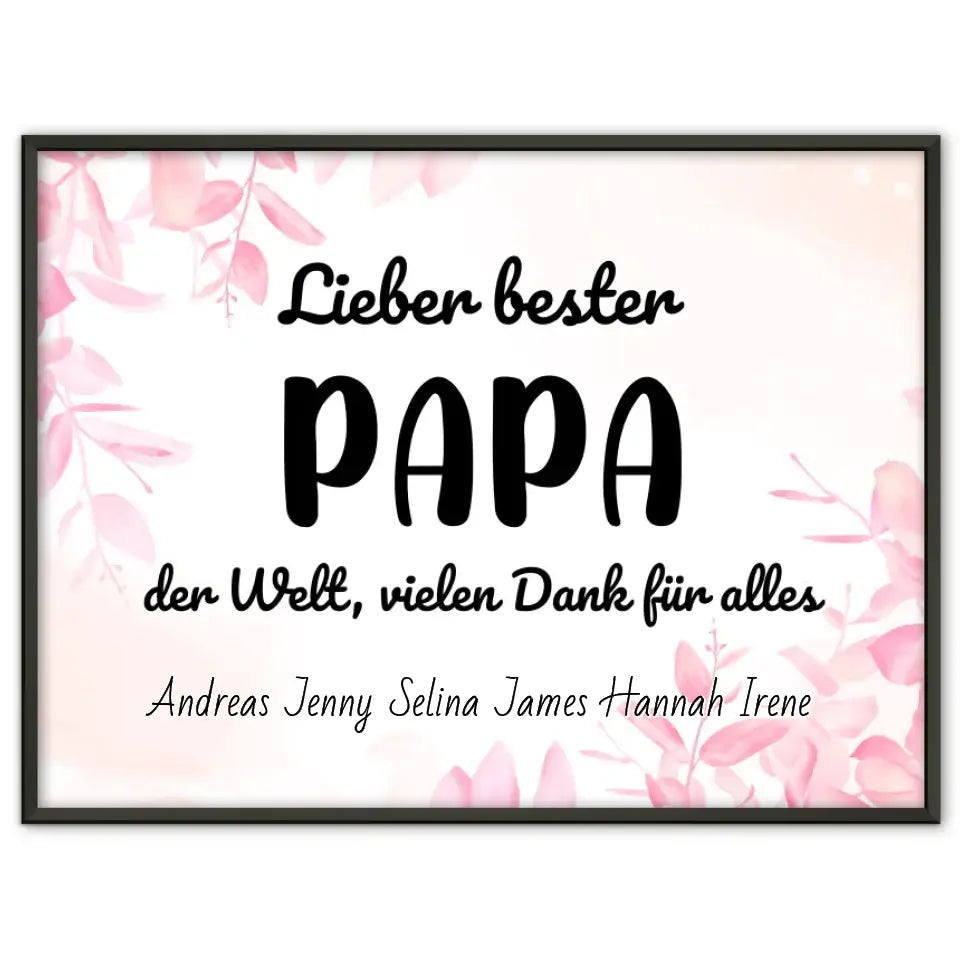 Papa Poster Personalisiert Bester Papa der Welt Danke für alles