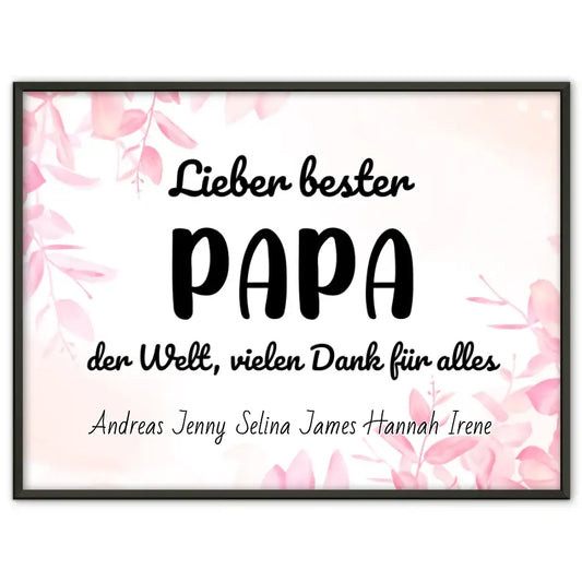 Papa Poster Personalisiert Bester Papa der Welt Danke für alles