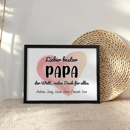 Papa Poster Bester Papa der Welt Danke für alles Personalisiert