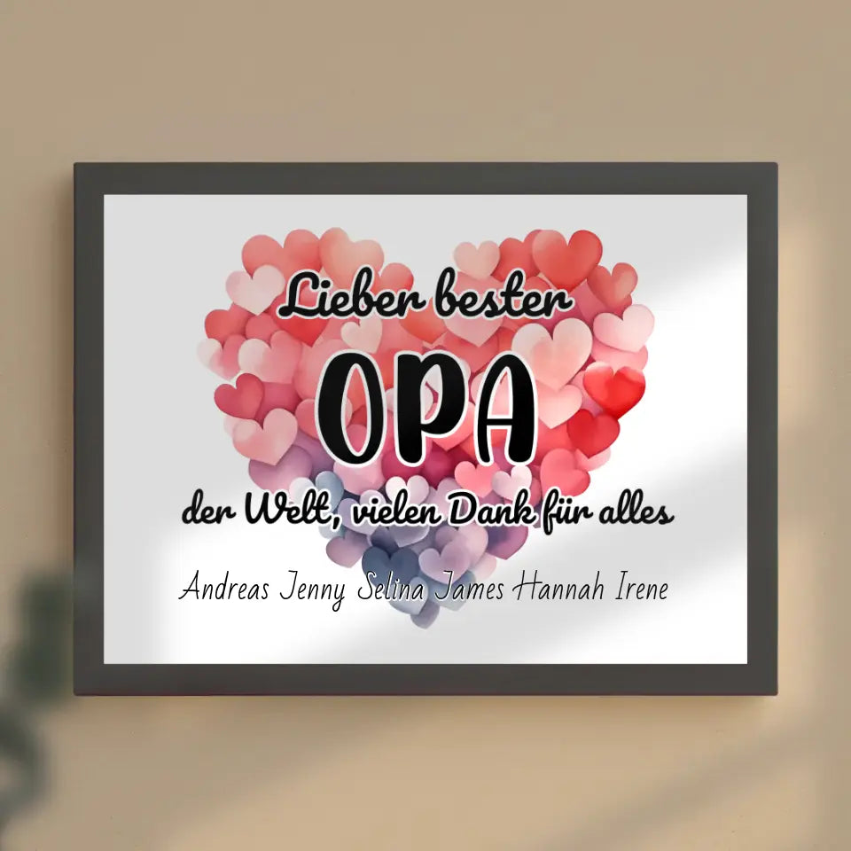 Poster mit Namen Bester Opa der Welt Danke für alles Personalisiert