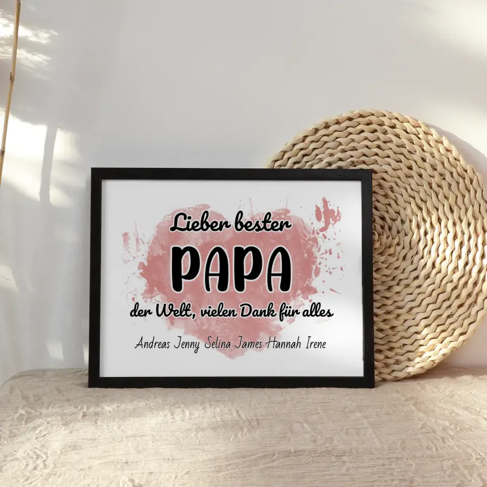 Personalisiertes Papa Poster Bester Papa der Welt Danke für alles
