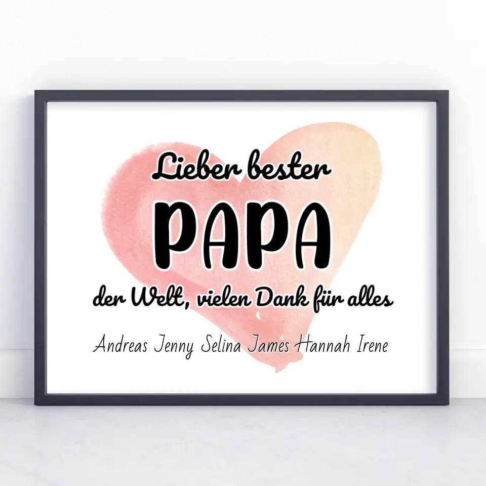 Papa Poster Bester Papa der Welt Danke für alles Personalisiert