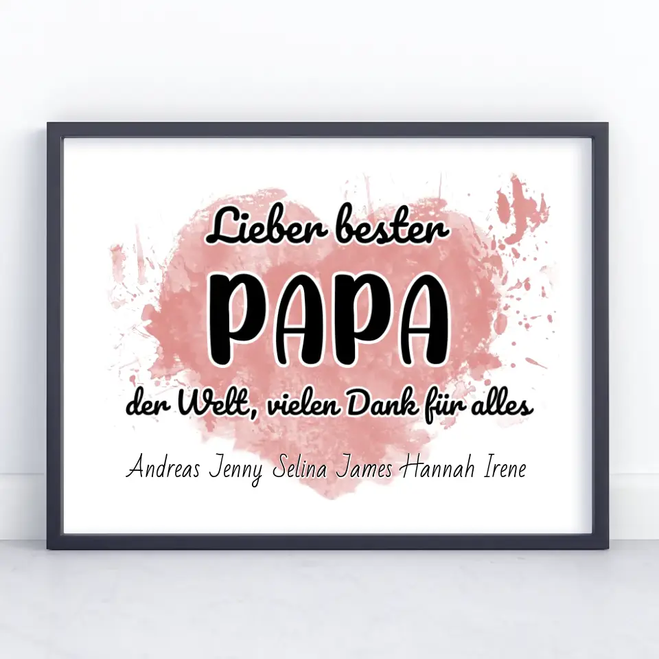 Personalisiertes Papa Poster Bester Papa der Welt Danke für alles