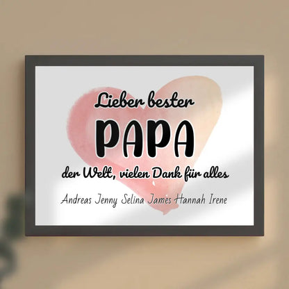 Papa Poster Bester Papa der Welt Danke für alles Personalisiert