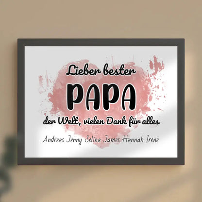 Personalisiertes Papa Poster Bester Papa der Welt Danke für alles
