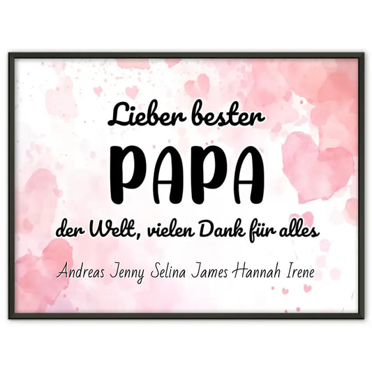 Poster mit Namen Bester Papa der Welt Danke für alles Personalisiert