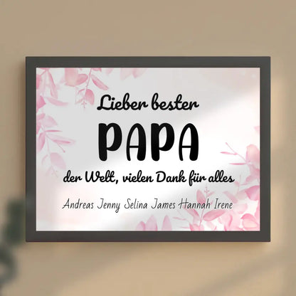 Papa Poster Personalisiert Bester Papa der Welt Danke für alles