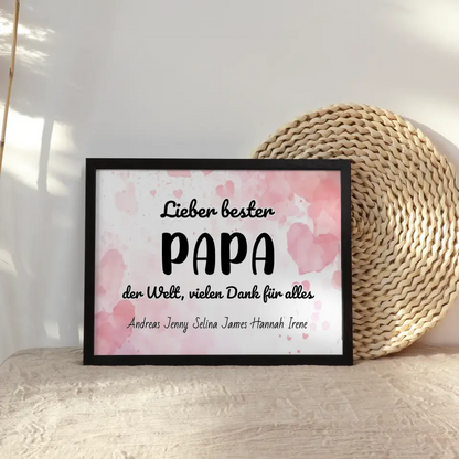 Poster mit Namen Bester Papa der Welt Danke für alles Personalisiert