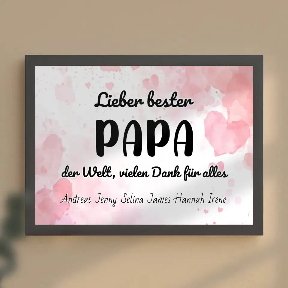 Poster mit Namen Bester Papa der Welt Danke für alles Personalisiert