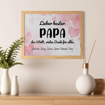 Poster mit Namen Bester Papa der Welt Danke für alles Personalisiert