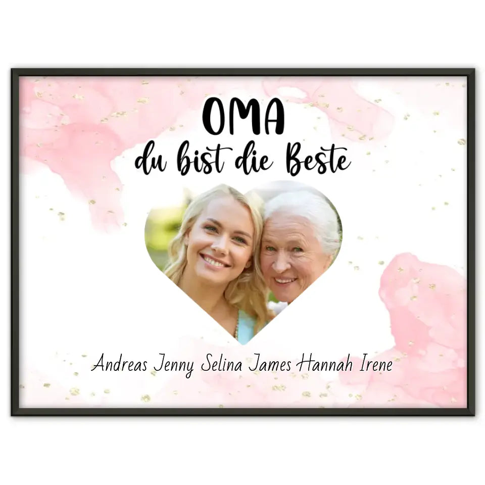 Personalisiertes Oma Poster Oma du Bist die Beste