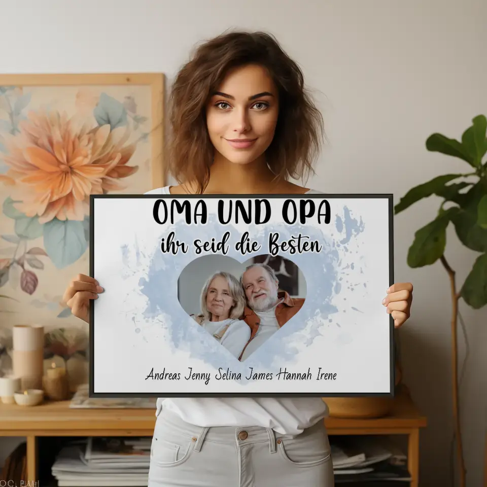 Poster mit Namen Oma und Opa Ihr seid die Besten Personalisiert