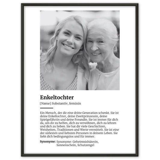 Personalisiertes Poster Definition Enkeltochter Mit Name und Foto