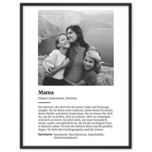 Personalisiertes Poster Definition Mama Mit Name und Foto