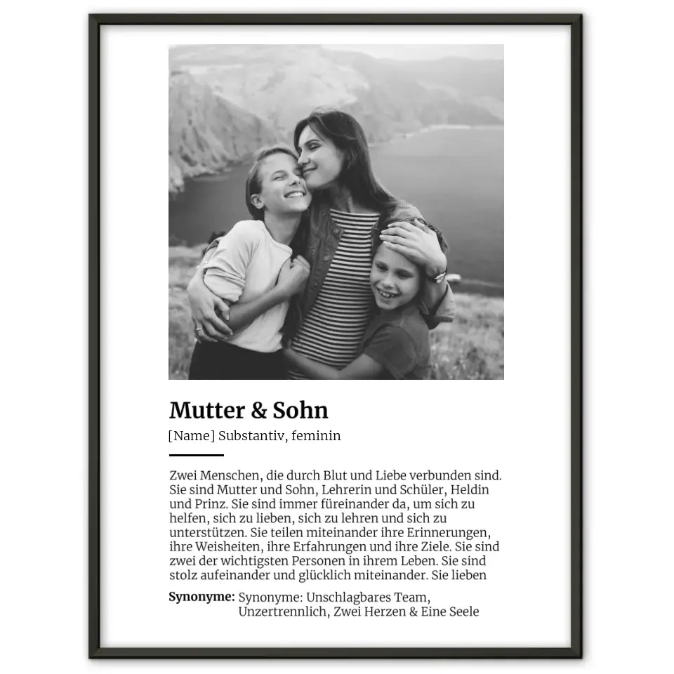 Personalisiertes Poster Definition Mutter & Sohn Mit Name und Foto